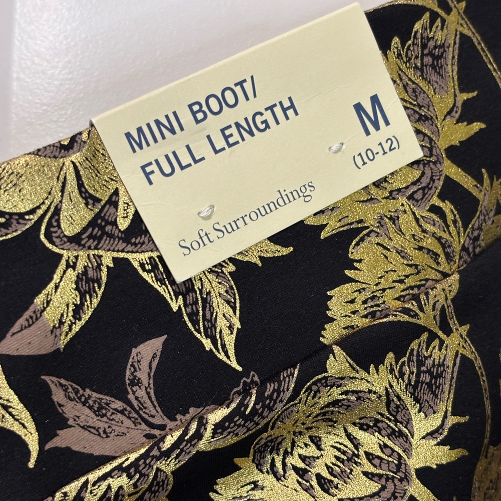 Soft Surroundings Mini Bootcut Gold Metallic Floral Pants NWT Size Medium - Picture 9 of 9